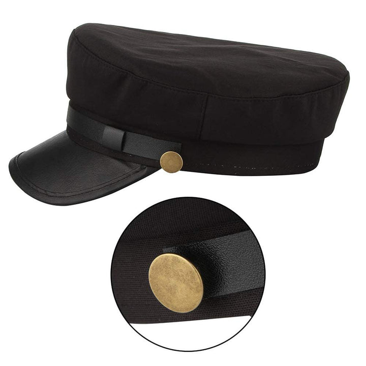 S.CHARMA Chauffeur Hat for Men Women, Classic Vintage Newsboy Cap Costume Hats (Black, Adjustable fit M(56-58cm/22-22.8inch))