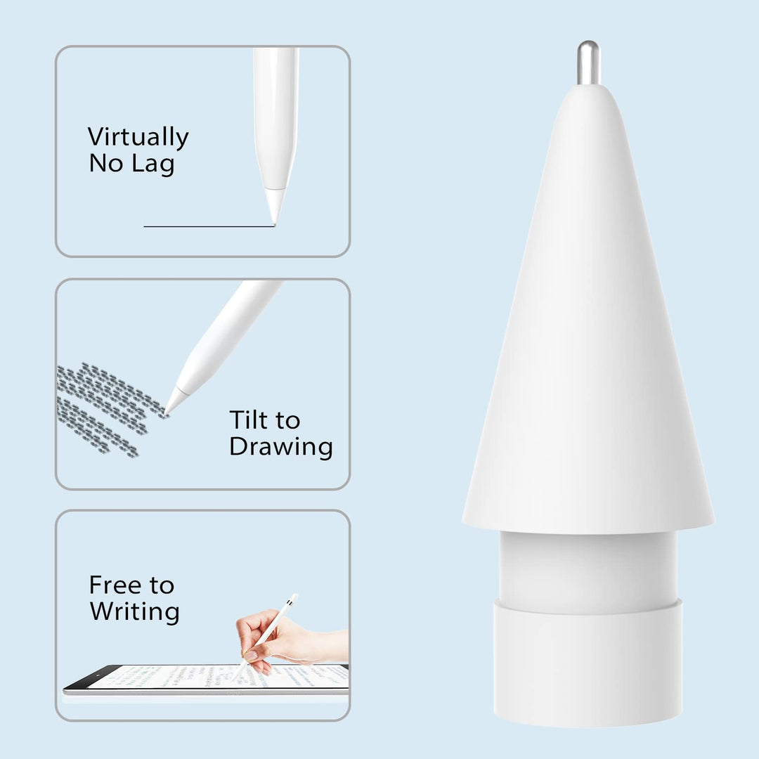 Upgraded 2 Pack Pencil Tips for Apple Pencil,No Wear Out Fine Point Precise Control Pencil Replacement Nibs,Compatible with Apple Pencil 1st Gen and 2nd Gen/iPad Pro Pencil,White