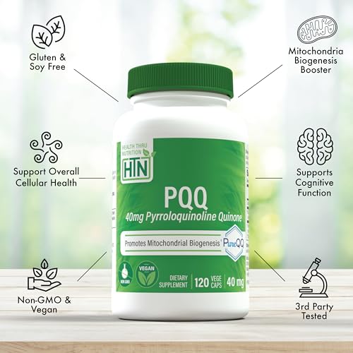 PQQ 40mg 120 Servings Pyrroloquinoline Quinone as PureQQ | Promotes Mitochondrial Biogenesis | Certified Vegan | Non-GMO Gluten Soy Free Capsules| Clean Label PQQ Supplement
