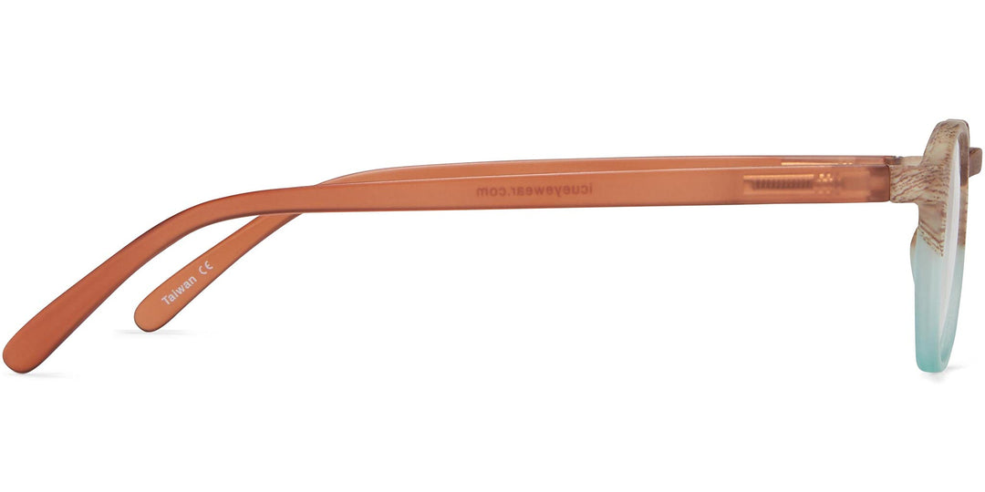 ICU Eyewear Laredo Round with Wood Patterned Temples Aq