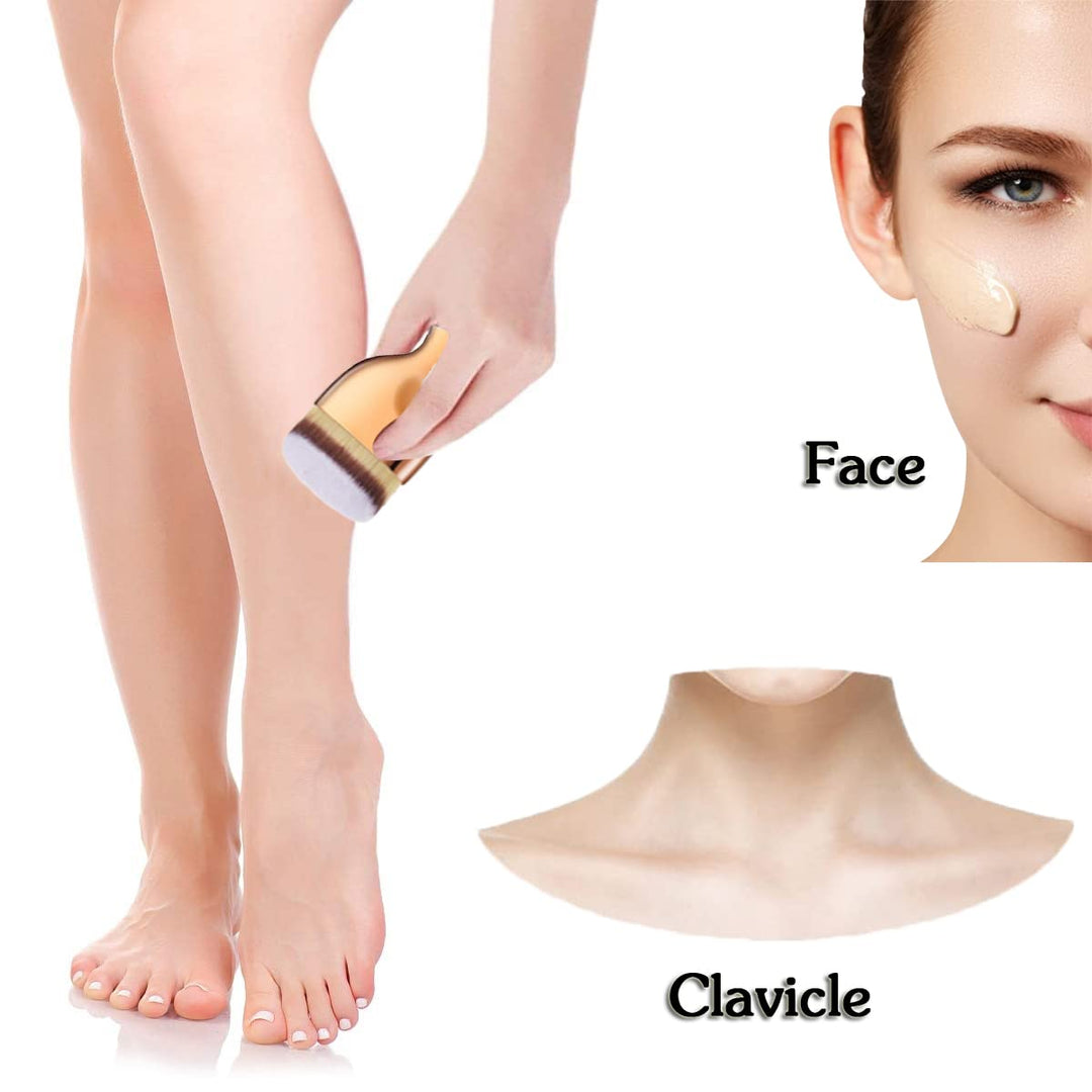 BlingToman 2 Pcs Foundation Brushes Set Flat Top Kabuki Face Blush Brush Foundation Brush for Blending Liquid, Cream or Flawless Powder Cosmetics with Portable Travel Case (black&amp;champange)