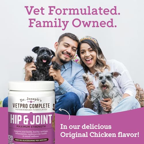 Dr. Joseph&#39;s Dog Hip and Joint Supplement, 120 Count, Chicken Flavored Pain and Inflammation Relief Chews with Glucosamine, Chondroitin, MSM, Turmeric, Vitamin C, Omega 3