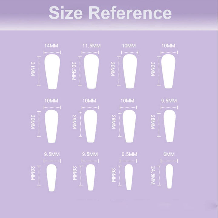 24PCS Press on Nails Wave Long Coffin Fake Nails Lines False Nails Glossy Ballerina Clip on Nails Full Cover Fake Nails for Women and Girls (Wave Fake Nails-H)