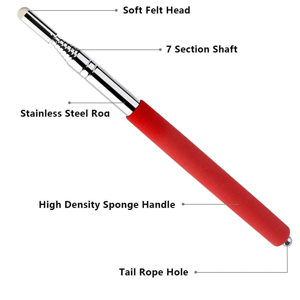 Telescopic Pointer Stick with Hand Lanyard, Teacher Pointer for Classroom, Presentation Pointers for Teachers, Hand Pointer Extendable Pointer Stick Retractable Pointer Pen Whiteboard Pointer (Black)