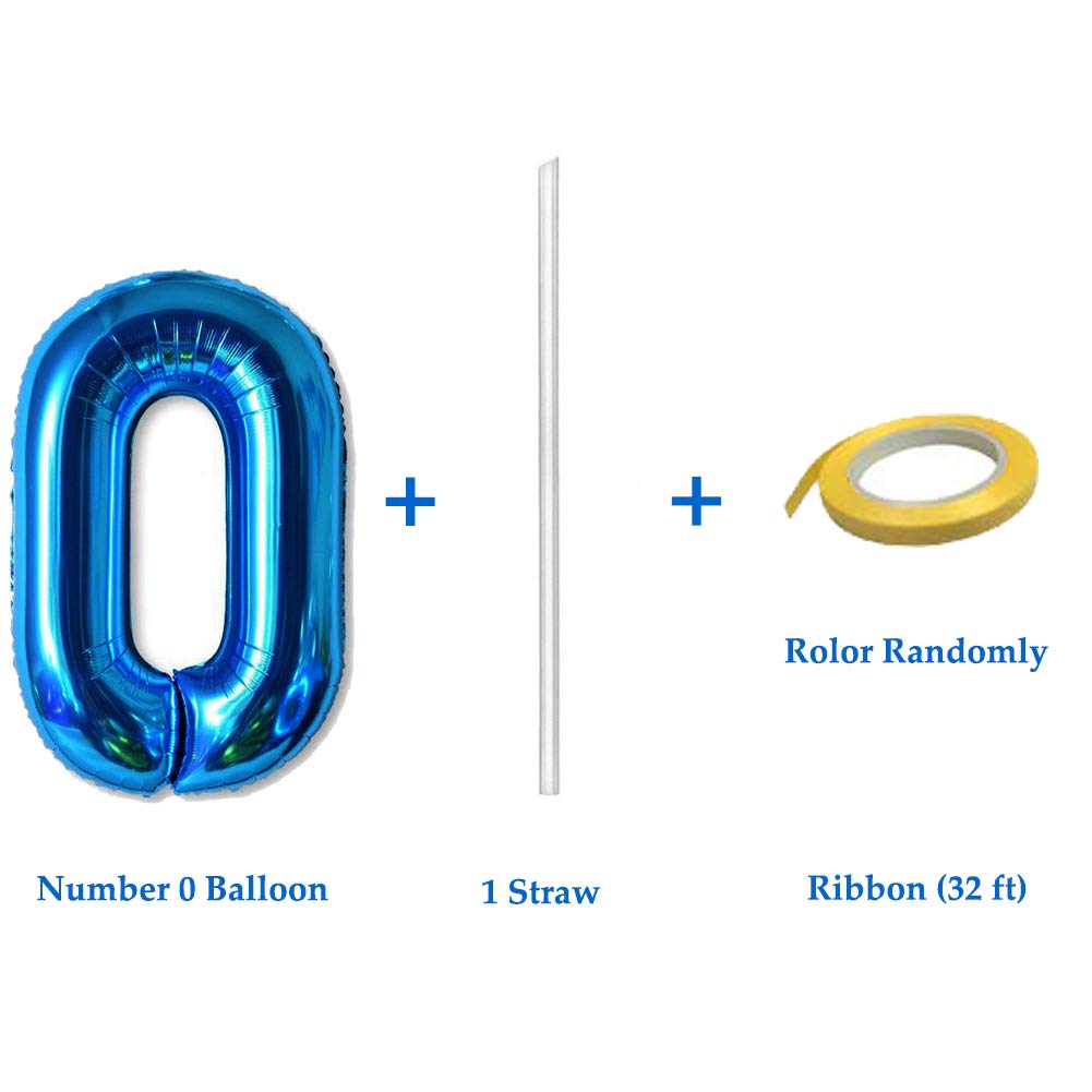 40 Inch Jumbo Blue Number 0 Balloon Giant Balloons Prom Balloons Helium Foil Mylar Huge Number Balloons for Birthday Party Decorations/Wedding/Anniversary