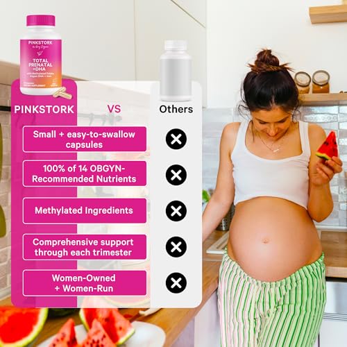 Total Prenatal Vitamins with DHA, Folate, Iron, Choline, and Vitamin B12 - Preconception Nutrition - Prenatals for Women, Pregnancy Must Haves - Mint Essence, 60 Capsules, 1 Month Supply
