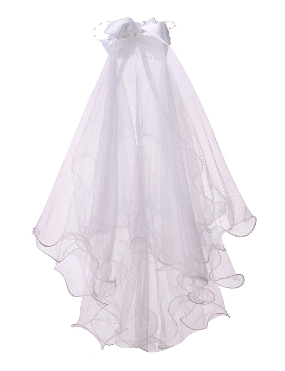 Colorful House Flower Girls White First Communion Veil 