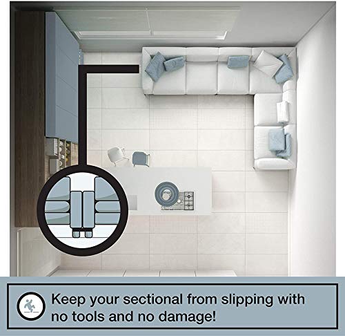 Sectional Sofa Connectors (4 Pack) - Keep Sofa Cushions From Sliding &amp; Gaps, Easy Install Straps &amp; No Tools Required. Universal Fit Ideal for 3 Piece Modular Sofa - Prevent Floor Scratches