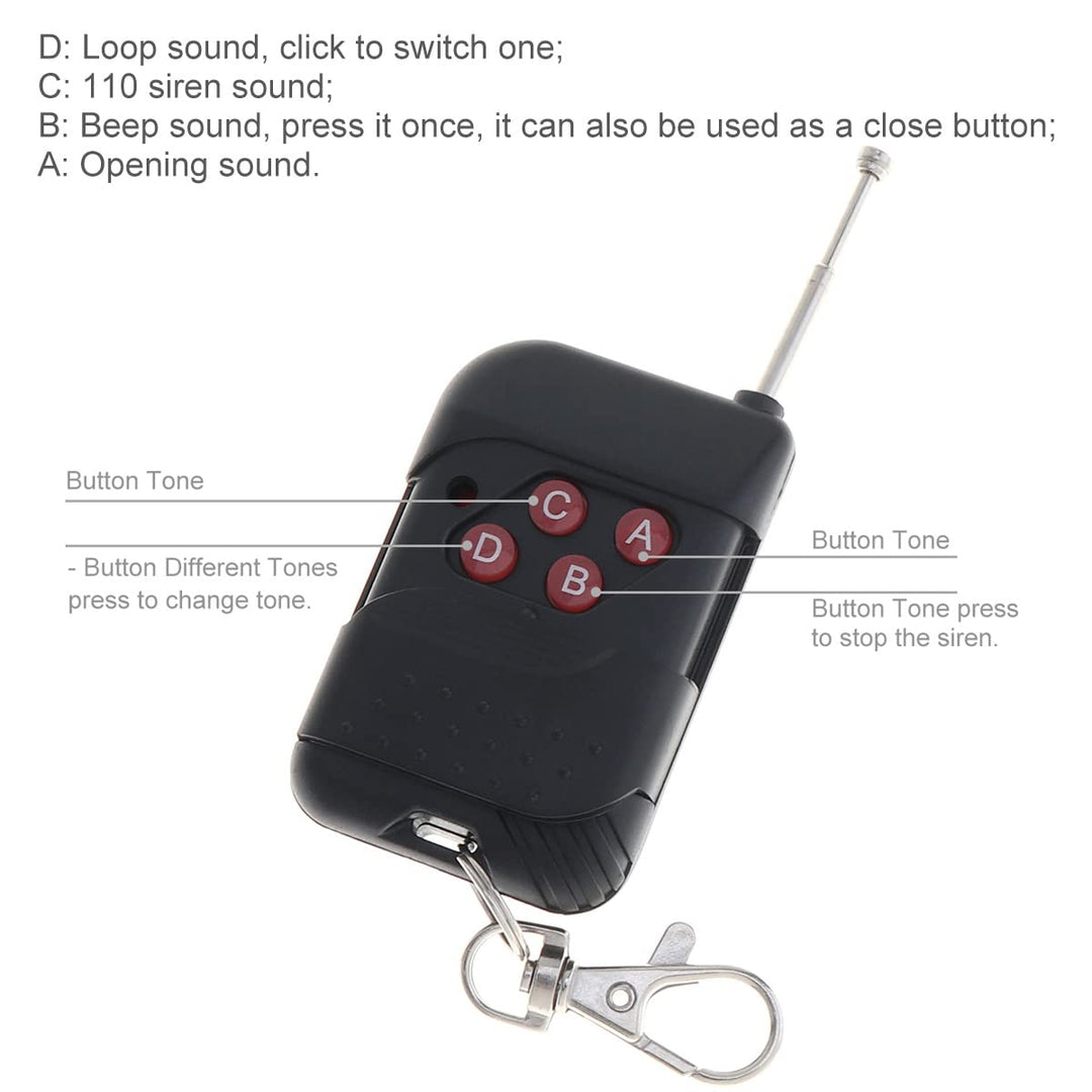 7 Tone Sound Loud Car Siren Vehicle Horn Hooter/Ambulance/Siren/Traffic Sound with Black Remote Controller 12V 100W (1PC Remote Controller)