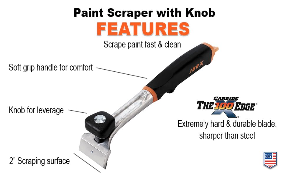 Warner Tool 10018 50 MM (2) Carbide 100 X Soft Grip Scraper, w/Knob, Uses #813, #819 Blade, 2 Inch, Multicolor