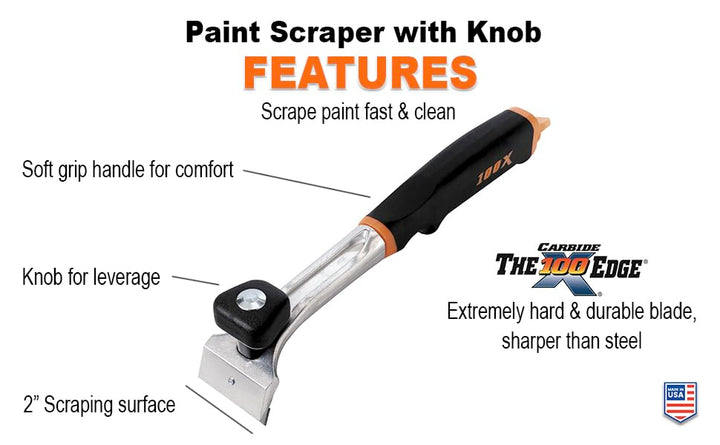 Warner Tool 10018 50 MM (2) Carbide 100 X Soft Grip Scraper, w/Knob, Uses #813, #819 Blade, 2 Inch, Multicolor
