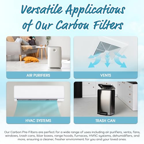 Universal Cut to Fit Carbon Activated Air Filter - Replacement Charcoal Filters - Pre Filter Carbon Sheet for Air Purifier, Vent Filters &amp; More - Packed in USA (Pack of 1, 16x48)