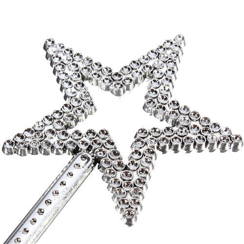 Star Wand,13 Inches Silver Fairy Princess Angel Wand