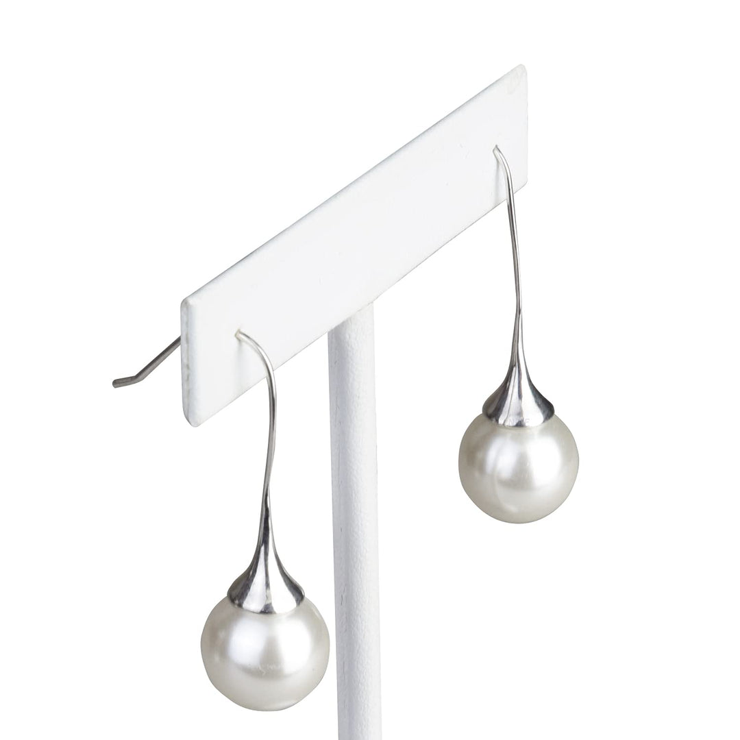 6Pcs Set Earring T Stand Display Set with 3 Different Heights, T Shape Jewelry Earring Showroom and Tradeshow Showcase Displays, White Leatherette, 4 1/2 H in; 5 3/4 H in; 6 3/4 H in