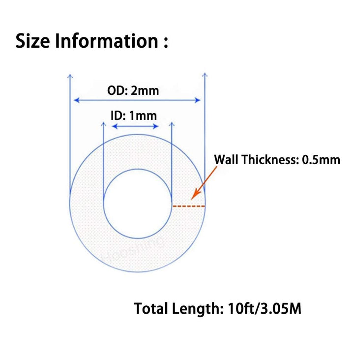 Silicone Tubing 1mm ID x 2mm OD 10 Ft Food Grade Flexible Pure Silicone Rubber Tubing Hose High Temp for Home Brewing Winemaking Pump Transfer