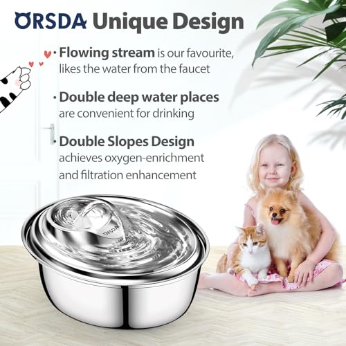 Cat Water Fountain Stainless Steel, 3L Automatic Pet Drinking Fountain for Cats Inside, Dog Water Dispenser with Adjustable Water Flow and 6 Replacement Filters for Cats, Dogs
