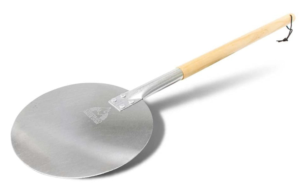 Aluminum Pizza Peel - Turning Pizza Paddle with Leather Strap and Detachable Wood Handle - Bakeware & Pizza Oven Accessories - 9 in