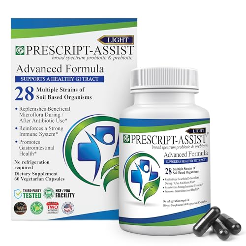 Light - 28 Strains Soil Microflora Probiotic and Prebiotic for Children &amp; Adults with Advanced Formula - Soil Based Probiotics for Gut Health - No Refrigeration Needed, 60 Caps