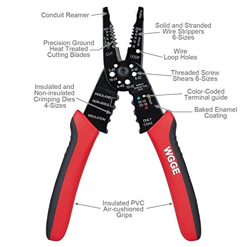 WG-015 Professional 8-inch Wire Stripper/wire crimping tool, Wire Cutter, Wire Crimper, Cable Stripper, Wiring Tools and Multi-Function Hand Tool.