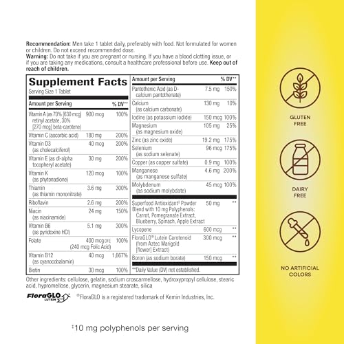 Nature’s Way Alive! Men’s 50+ Complete Multivitamin, Supports Healthy Brain, Eyes & Heart*, High Potency B-Vitamins, Gluten-Free, 50 Tablets (Packaging May Vary)