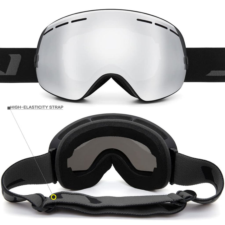 JULI Ski Goggles,Winter Snow Sports Snowboard Goggles with Anti-Fog UV Protection Detachable Dual Lens for Men Women Snowmobile Skiing Skating(Black Frame+VLT 18.5% REVO Silver)