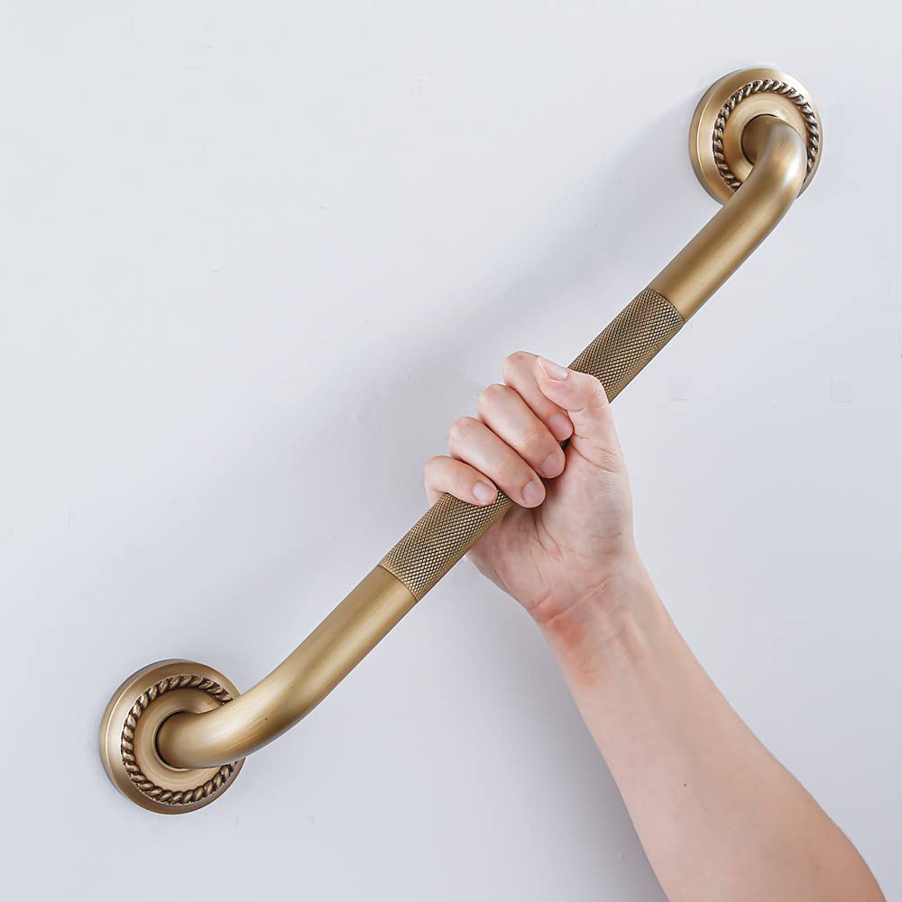 Heavey Duty Grab Bar, 16-Inch Sturdy Hand Rail, Stylish Bathroom Armrest, Antique Brass Finish, Good for Senior, Kids, Elderly