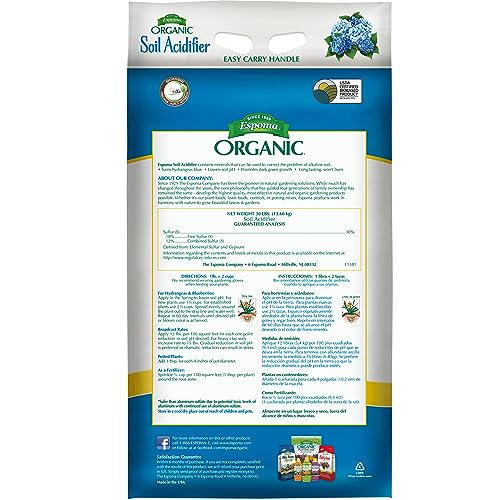 Organic Soil Acidifier Soil Amendment; Lowers Soil pH and Turns Hydrangeas Blue! Contains Elemental Sulfur &amp; can be Used for Organic Gardening 30 lb. Bag - Pack of 1