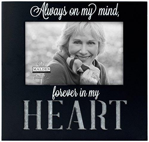 International Designs Laser Cut Industrial Expressions Forever In My Heart Silkscreen Design and Laser Cut Galvanized Metal Accent Picture Frame, 4x6, Black