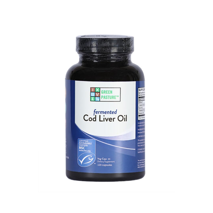 Green Pasture - Fermented Cod Liver Oil Liquid - Unflavored 6 fl. oz. Vitamin A Vitamin D Omega 3 Omega 6 Omega 9 (6.1oz Orange)