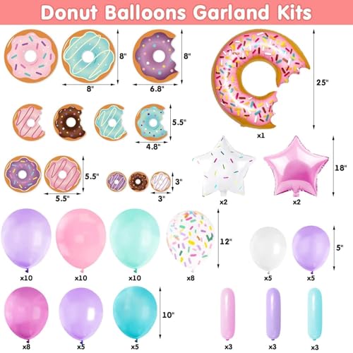 Levfla 100 PCS Donut Balloons Garland Pastel Decoration