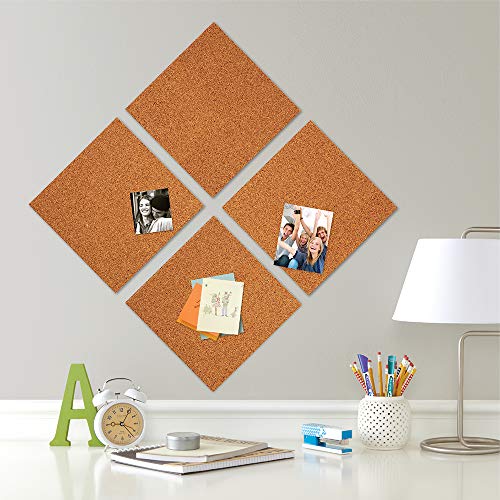 Cork Tiles, Cork Board, 12 x 12, Corkboard, Wall Bulletin Boards, Natural, 4 count (Pack of 1)