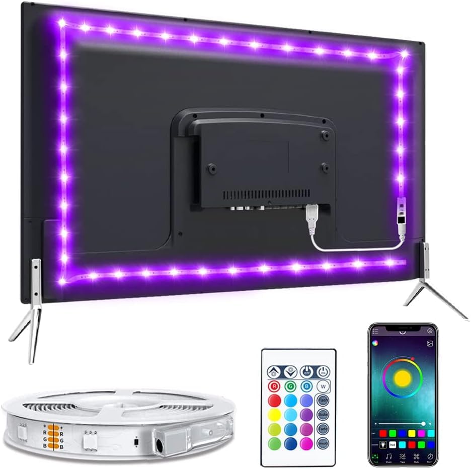 LED Lights for 58 Inch TV,Backlight 8.2ft USB LED Light Strip Indoor Use APP Controlled with Remote, DIY Colors TV LED for Gaming Lights,Ambient Lighting Kit