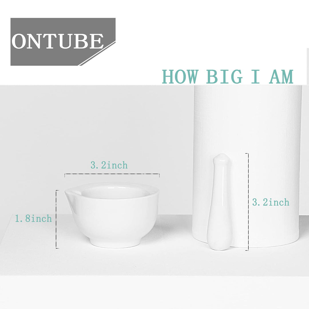 Mortar and Pestle Set, Ceramic Stoneware Spice Herb Grinder Pill Crusher Set (3.2 Inch)