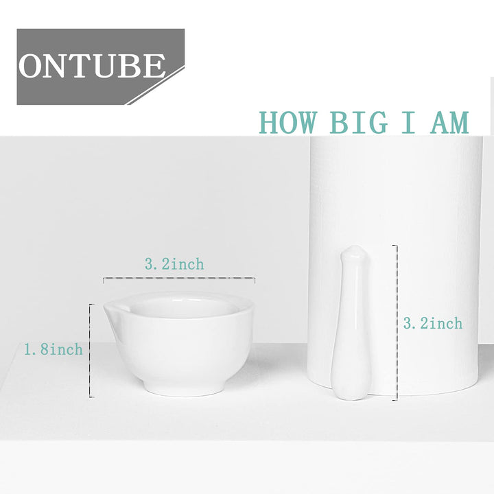 Mortar and Pestle Set, Ceramic Stoneware Spice Herb Grinder Pill Crusher Set (3.2 Inch)