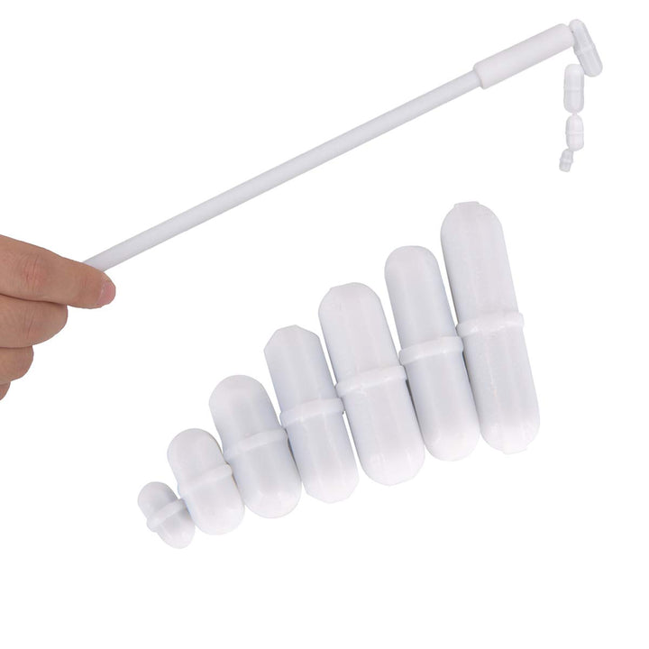 7 Pieces PTFE Magnetic Stirrer Mixer Stir Bar and 11.8 Magnetic Stir Bar Retriever, White