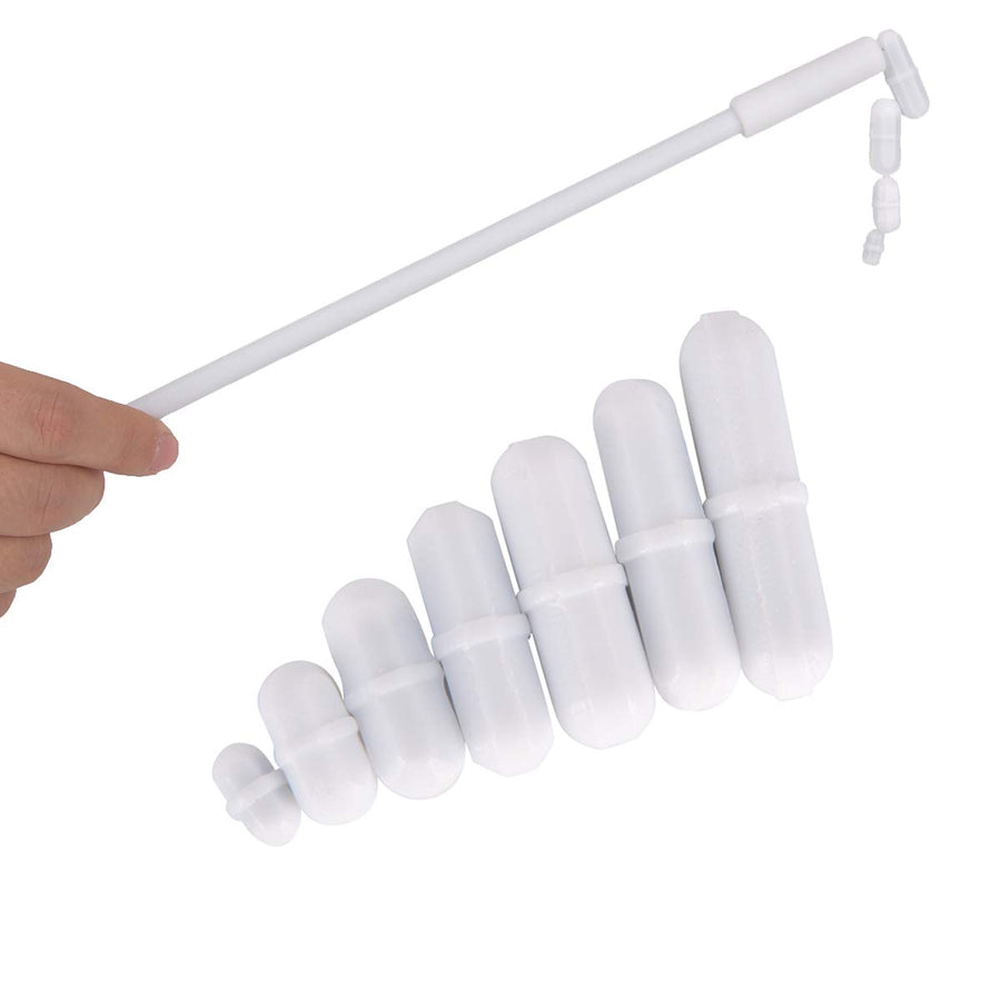 7 Pieces PTFE Magnetic Stirrer Mixer Stir Bar and 11.8 Magnetic Stir Bar Retriever, White