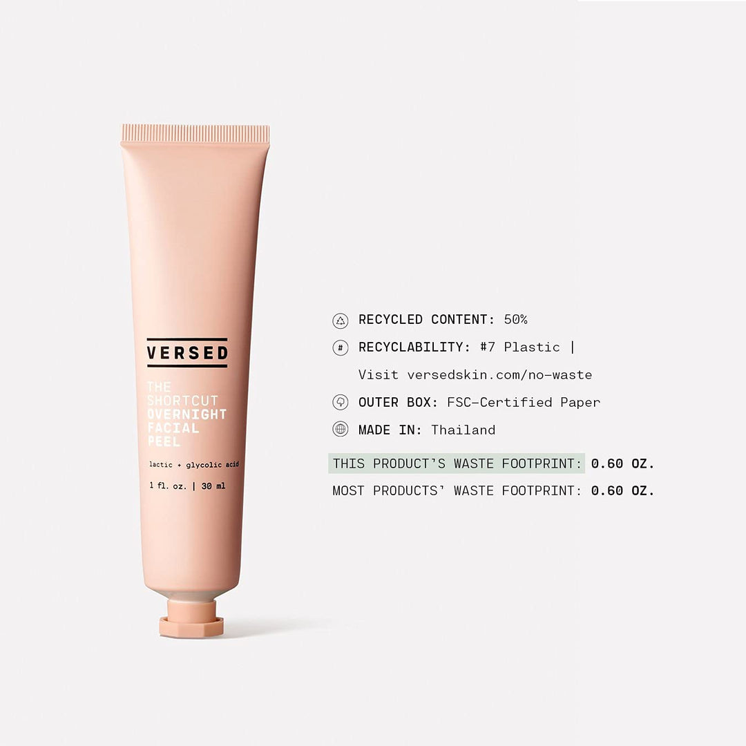 The Shortcut Overnight Facial - Leave-on Gentle Exfoliating Treatment with Lactic and Glycolic Acid to Rejuvenate and Hydrate Skin - Vegan (0.5 fl oz)