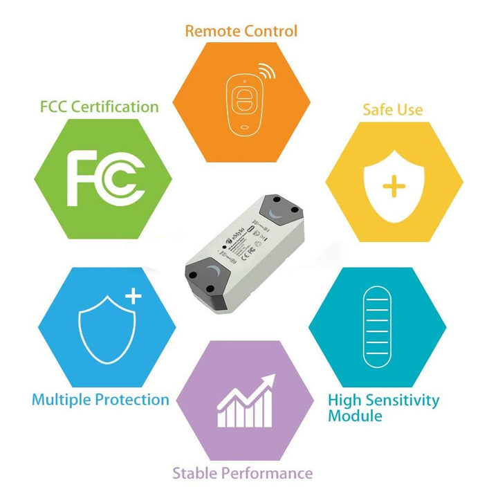 eMylo RF Switch Motor Controller Wireless Smart Switch Relay Module Remote Control Switch with RF Receiver DC 12V 433Mhz for Rolling Door, Electric Curtains, Locks, Water Pump