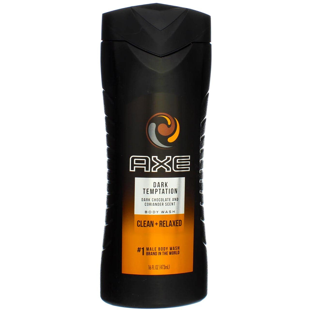 AXE Body Wash 12h Refreshing Scent Dark Temptation Dark Chocolate Men's Body Wash with 100 percent Plant-Based Moisturizers 16 oz