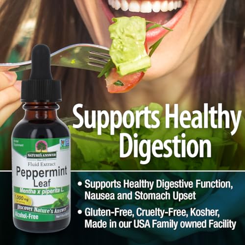 Nature&#39;s Answer Peppermint Leaf Mentha x Piperita Gluten Alcohol Free Herbal Supplement Supports Healthy Digestive Function* – 1 FL Oz