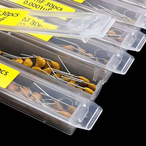 30 Value 900 pcs Multilayer Monolithic Ceramic Capacitor Assortment kit 10pf-10uF Individual Box Lid pf nf uf (900 pcs)