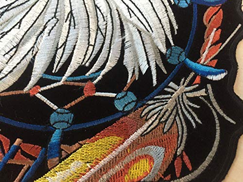 Large 8.3 x 11.8 inch 100% Embroidered Patch Motorcycle Bikers Riders Native American Bald Eagle Dream Catcher The Ultimate Respect Patrotic Applique Decorative Patch