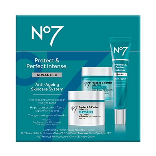 Protect & Perfect Anti Aging Skincare Set - Includes SPF 30 Daytime Face Cream, Hydrating Shea Butter Night Cream & Hyaluronic Acid Face Serum (3 Piece Kit)