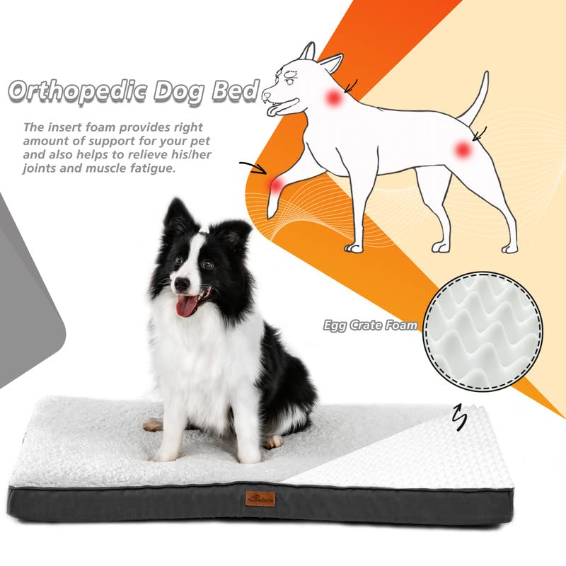 Memory Foam Dog Bed, Dog Mat for Medium Large Dogs, Orthopedic Egg Crate Pet Bed Mattress with Removable Washable and Wear Resistant Cover and Nonskid Bottom