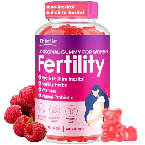 Fertility Supplements for Women, Prenatal Vitamins with Myo-Inositol &amp; D-Chiro Inositol, Folate, Herbs, for Hormonal Balance, Fertility &amp; Vaginal Care, 60 Prenatal Gummies (Raspberry)