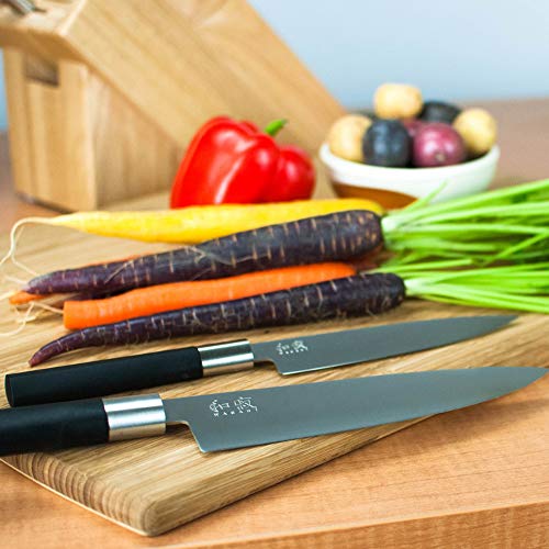 Wasabi Chef&#39;s Knife 8”, Thin, Light Kitchen Knife, Ideal For All-Around Food Preparation, Hand-Sharpened Japanese Knife, Perfect For Fruit, Vegetables, And More,Black