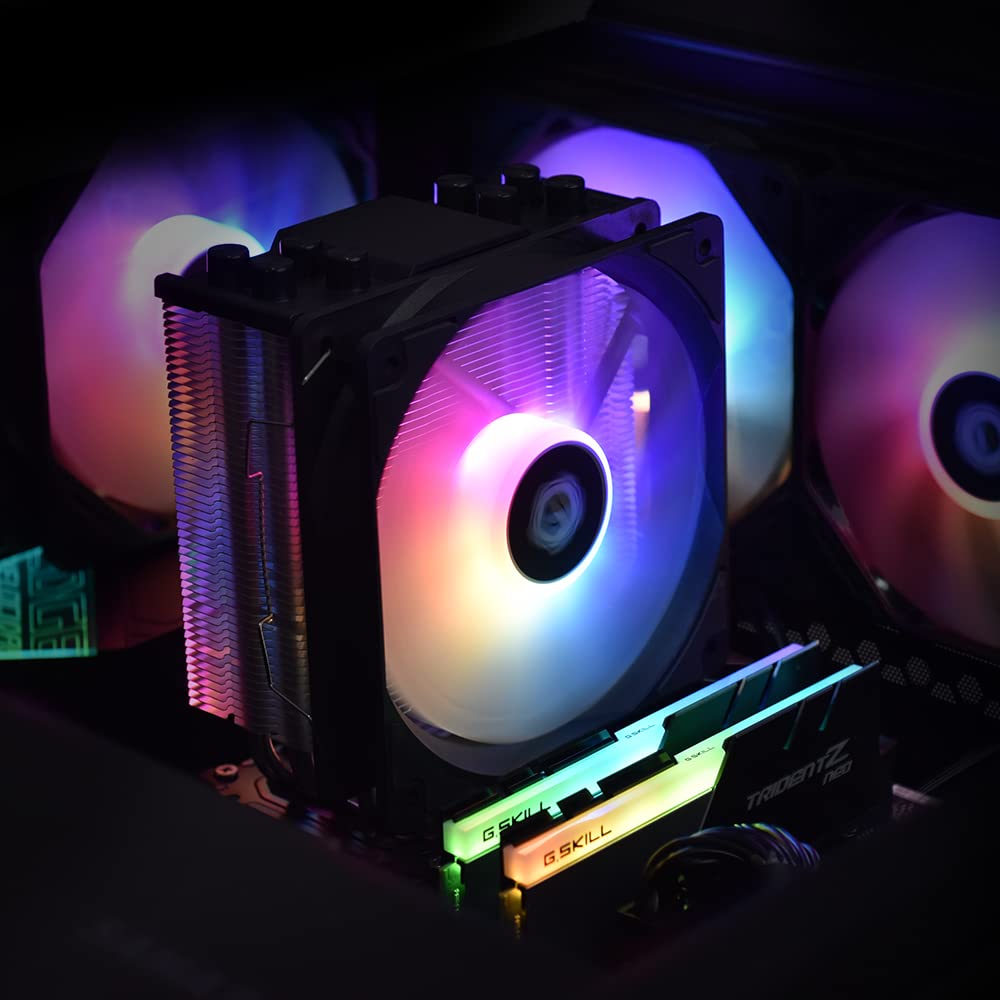 SE-214-XT ARGB CPU Cooler 4 Heatpipes CPU Air Cooler ARGB Light Sync with Motherboard(5V 3-PIN Connector) CPU Fan for Intel/AMD, LGA 1700 Compatible