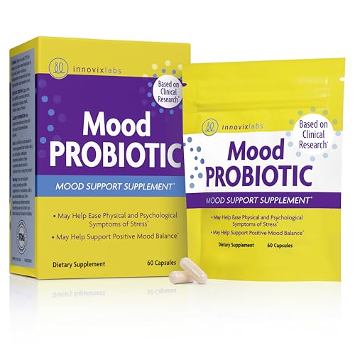 Mood Probiotic Supplement - Clinically Studied Digestive & Mood Probiotics for Women and Men with Lactobacillus helveticus Rosell-52ND & Bifidobacterium longum Rosell-175, 60 Capsules