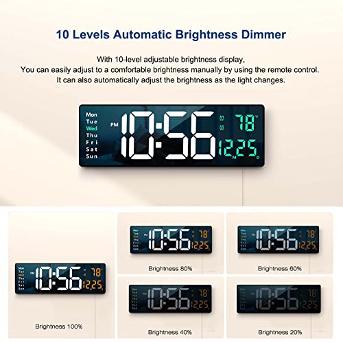 Digital Wall Clock Large Display, 16 with Remote Contro