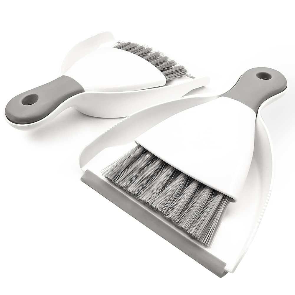 WDDBHSKN Mini Dustpan and Brush Set, 2-Piece, Off-White